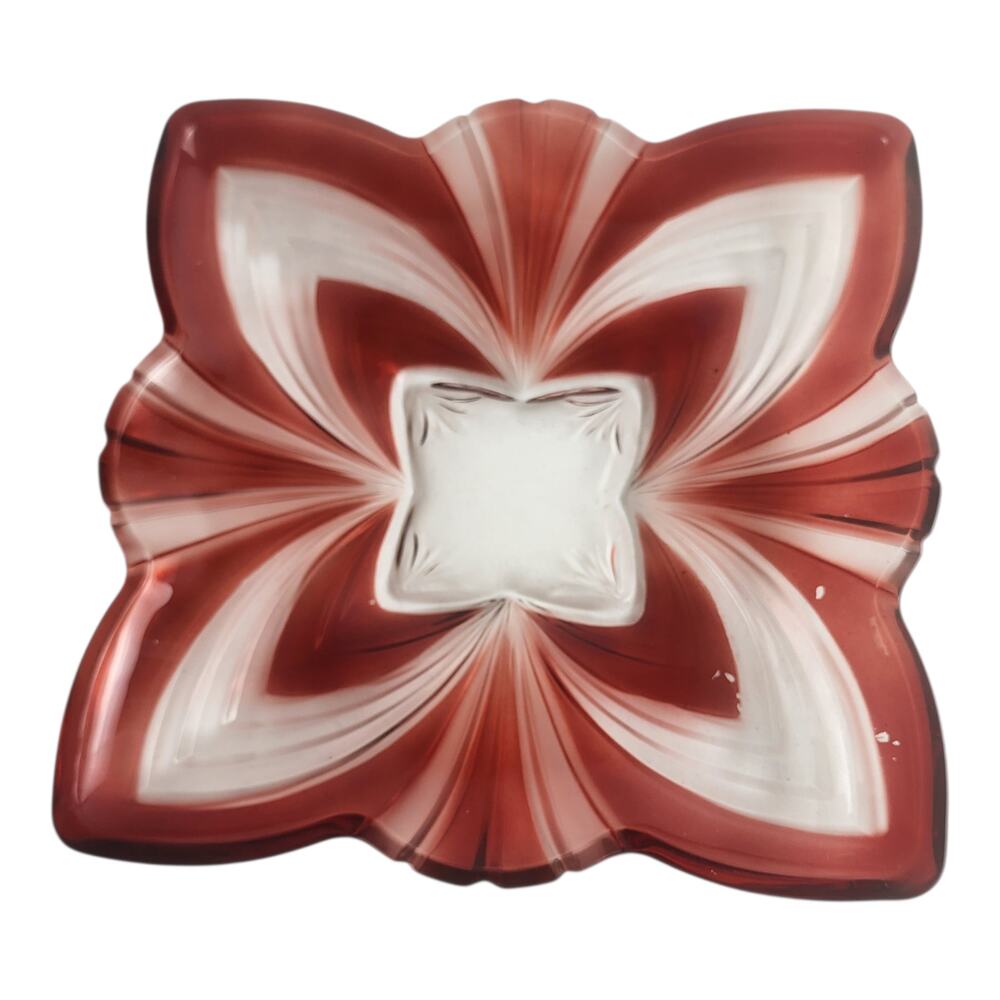 Vintage SOGA Japan Ruby Red Crystal Cut Plater